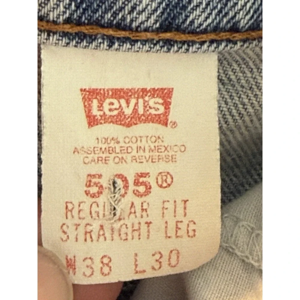Levis Jeans Mens 38x30 Blue Light Wash 505 Orange Tab Denim Vintage 90s 220